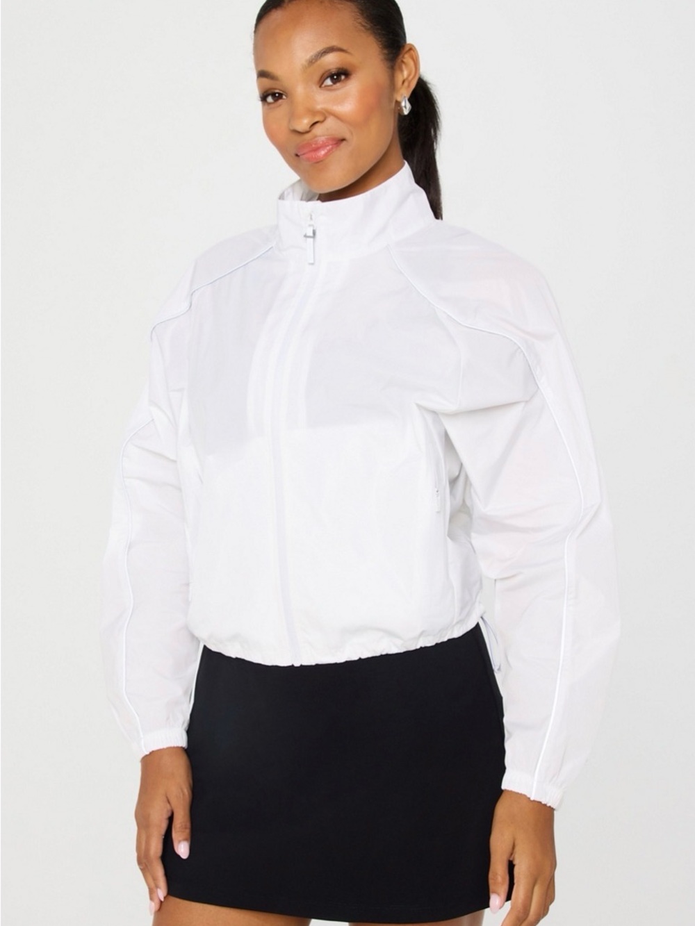 Fabletics Tempo  Lightweight White Zip-Up windbreaker